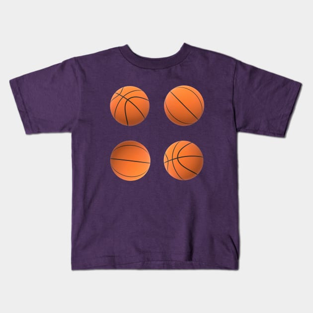 Basketball Lovers Basketballs Pattern for Fans and Players (Purple Background) Kids T-Shirt by Art By LM Designs 